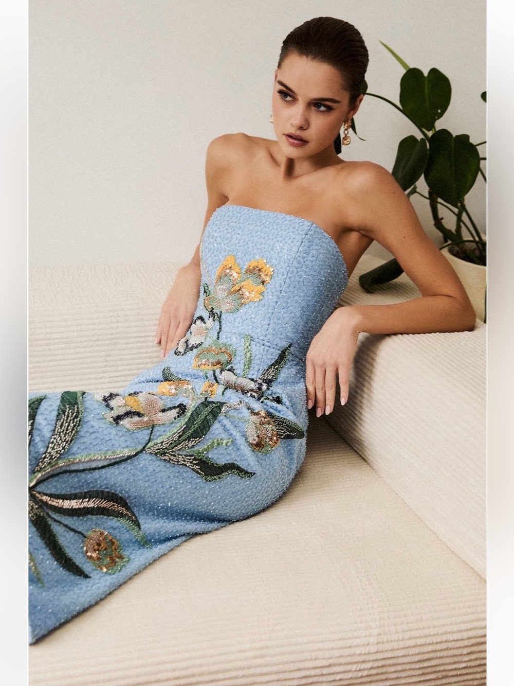 Helsi Sofia Strapless Beaded Floral Gown
